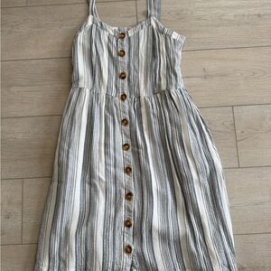 LOFT White and Navy Striped dress